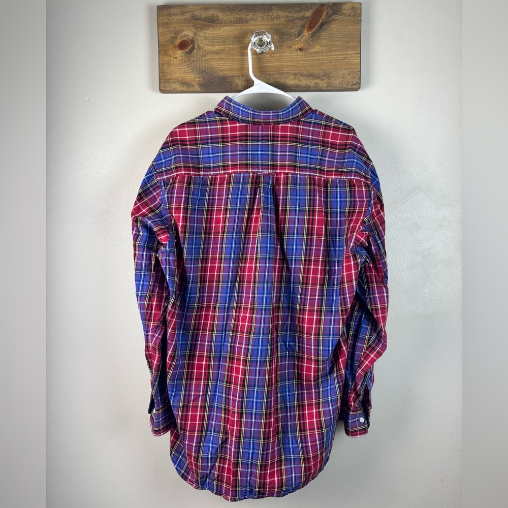 Peter Millar Men’s Large Red & Blue Plaid LS Button Down Shirt 100% Cotton - Picture 2 of 6